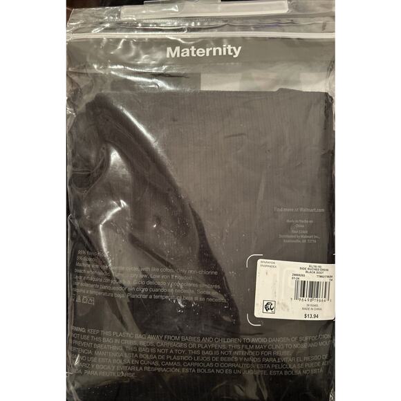 Time And Tru Maternity Short Sleeve Dress Black Scoop Neck Fitted Sz XL 16/18 - Picture 6 of 7